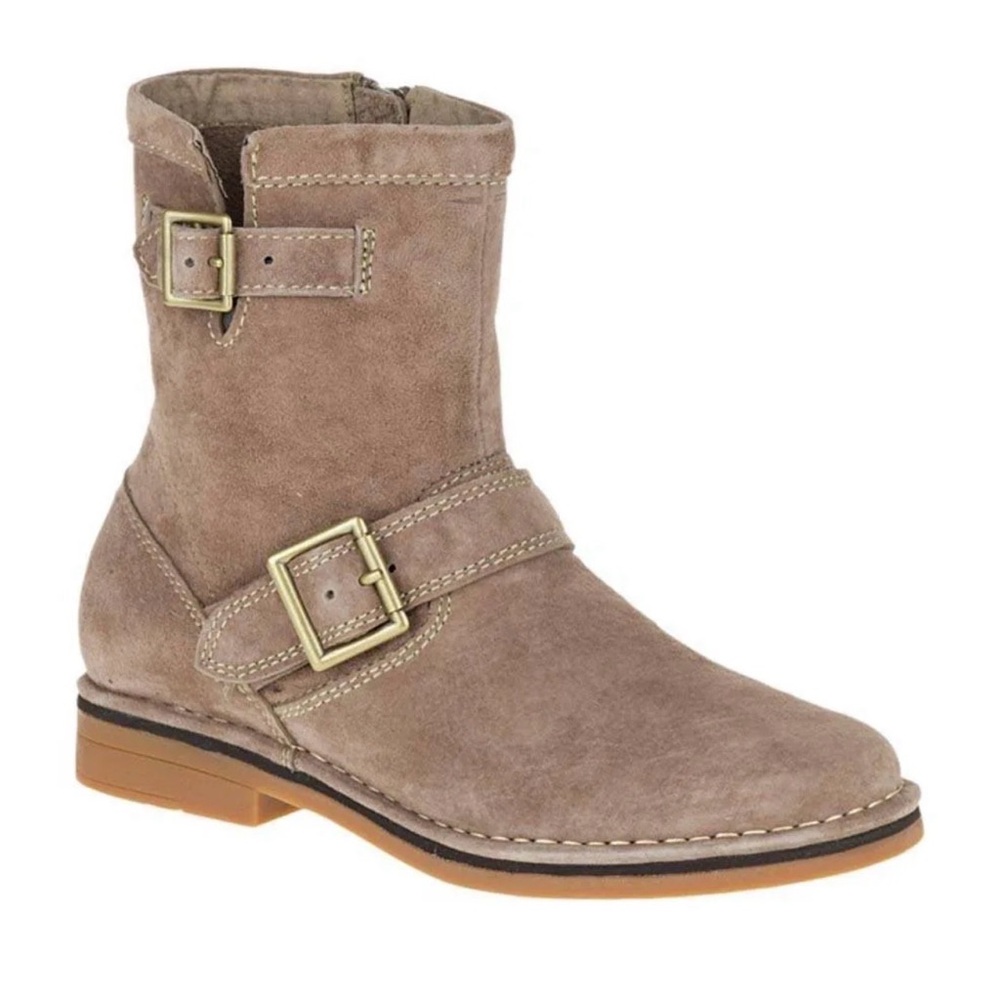 HUSH PUPPIES || Taupe Suede Combat Boots. Sz. 7.5 Wide Large